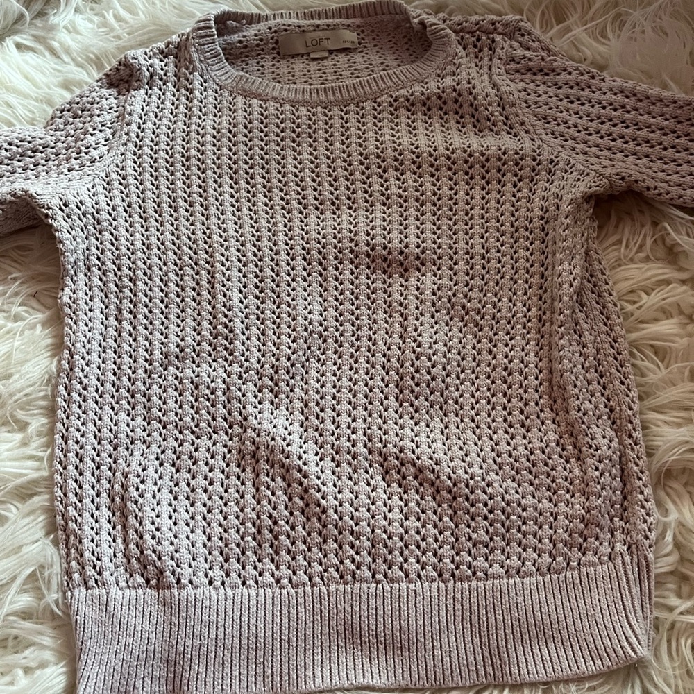 LOFT Textured Open Stitch Sweater Size SP - Picture 2 of 4